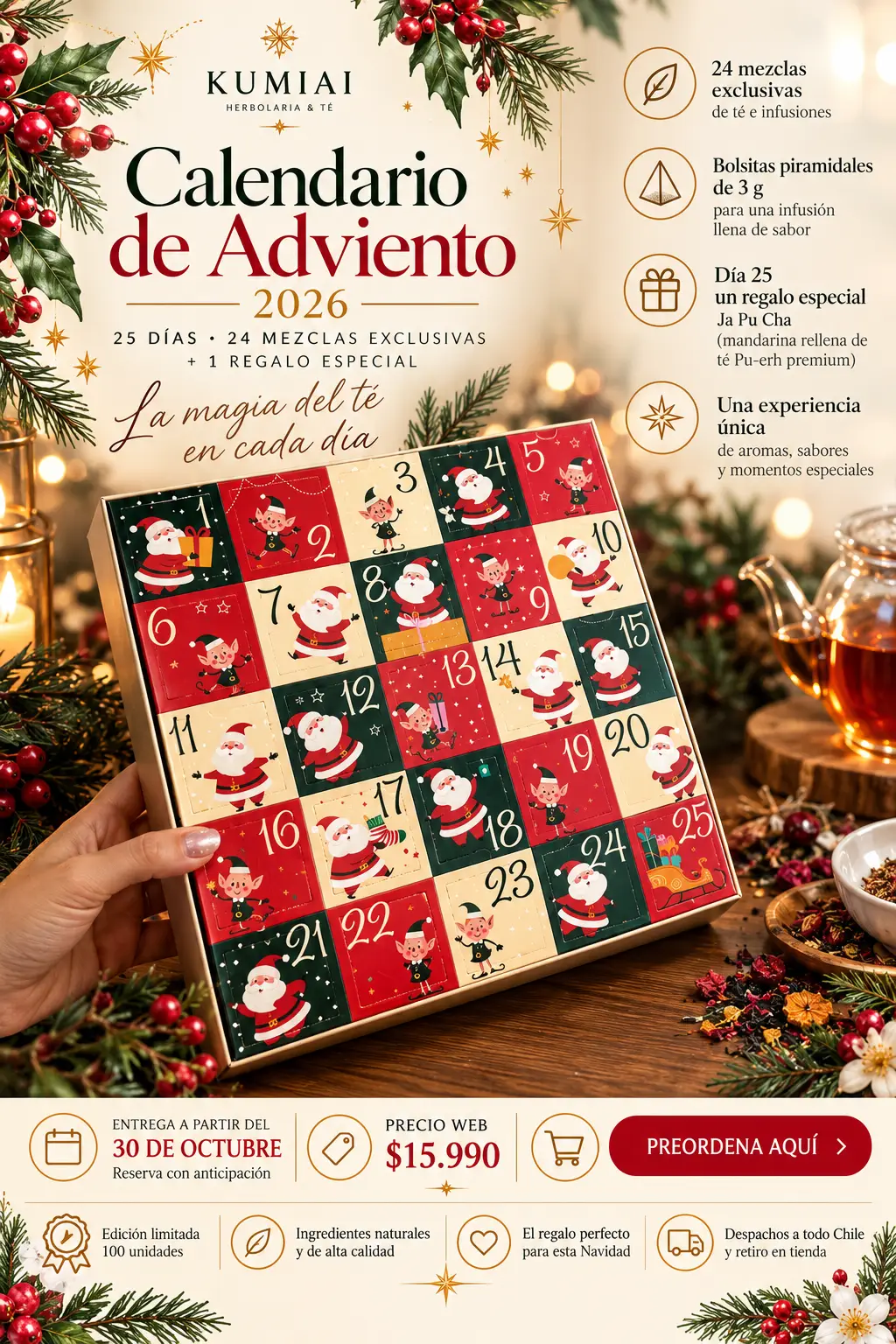 Calendario de Adviento de Té 2026 | Kumiai Chile - Imagen 2
